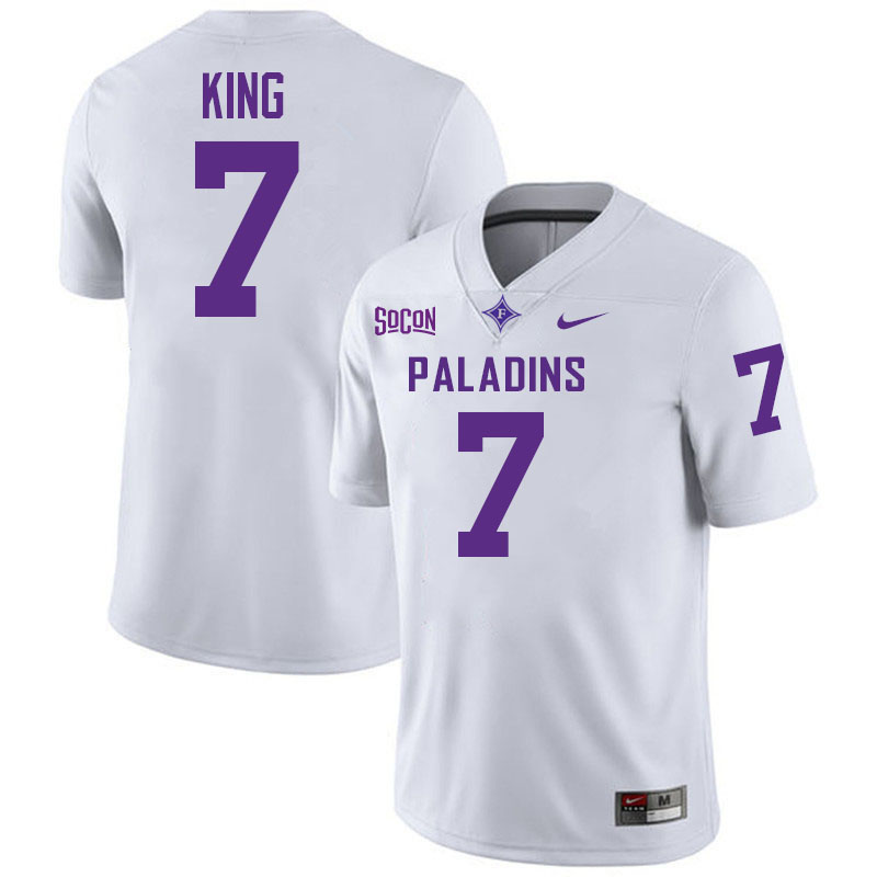 Furman Paladins #7 Kerry King College Football Jerseys,Uniforms-White